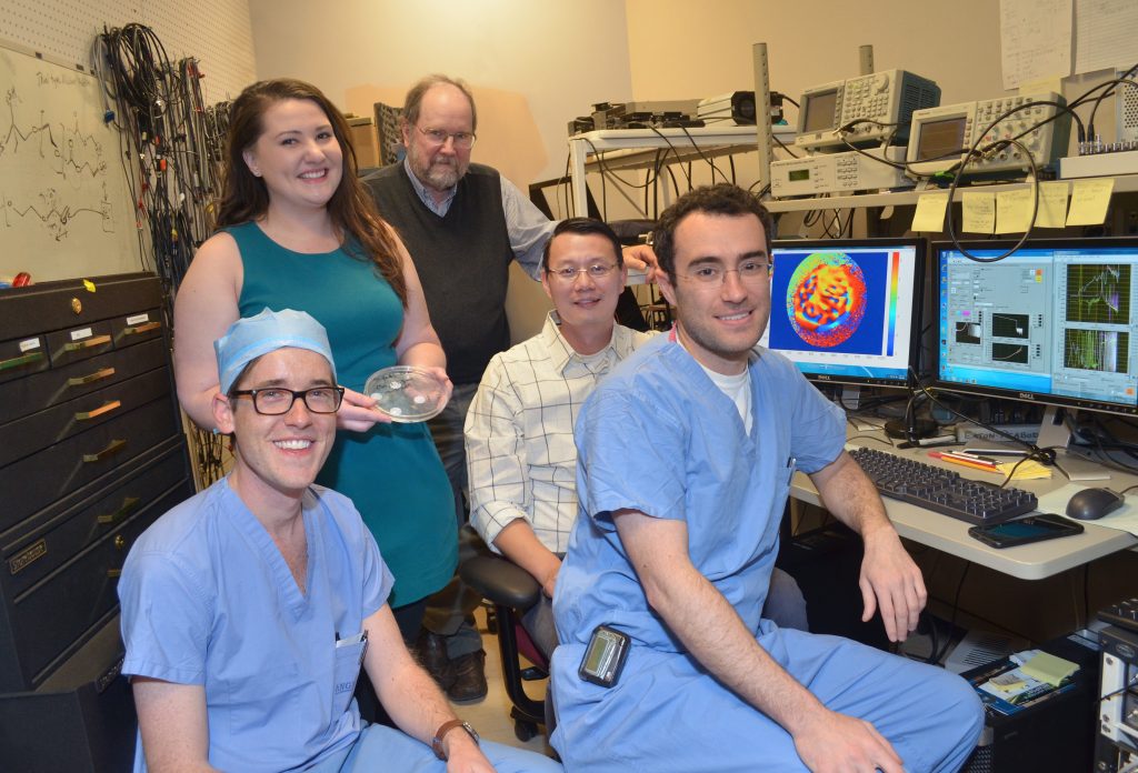 Research team from left to right: Dr. Aaron Remenschneider, Nicole Black, Dr. John Rosowski, Dr. Jeffrey Tao Cheng and Dr. Elliott Kozin