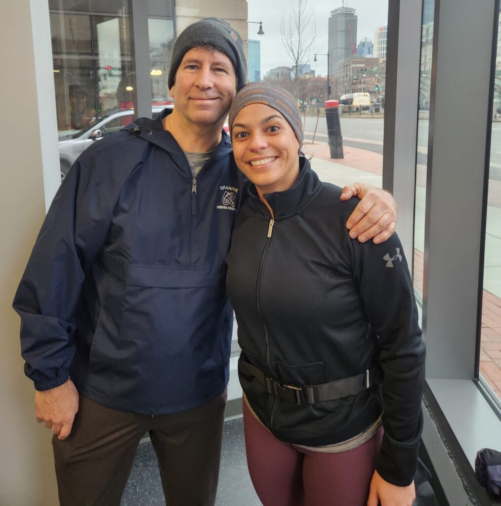 Team Eye and Ear running coach John Furey (right) poses with Leslie Pascual-Esposito after a run.