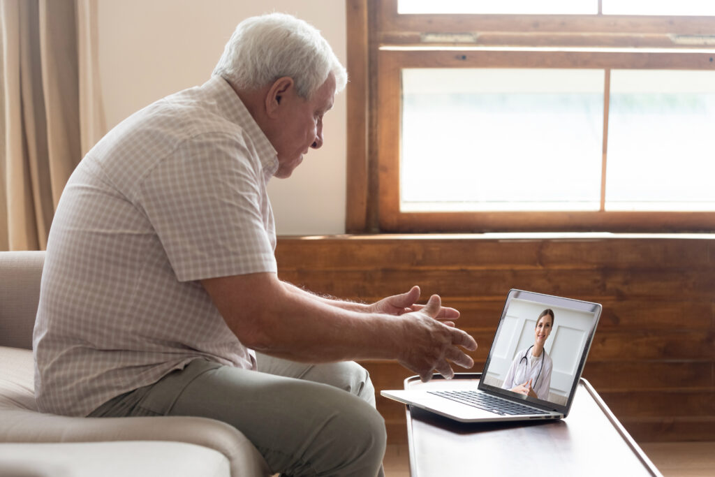 Image of a patient and physician utilizing telemedicine 