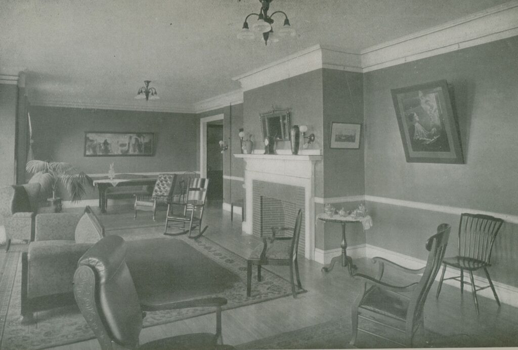 The living room in the Nurses’ Home, 1909
