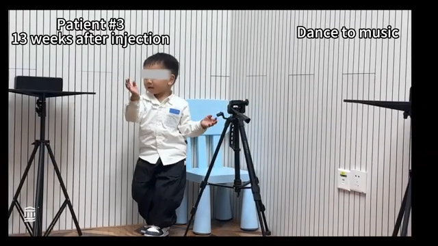 Screengrab of a video of a child clinical trial participant dancing to music 13 weeks after injection of the gene therapy.